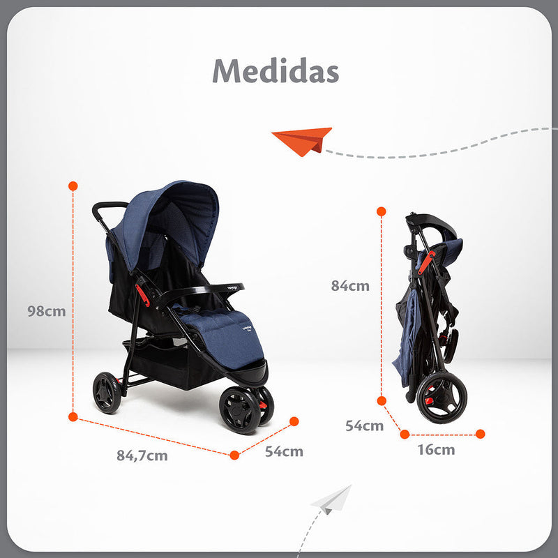 Travel System Delta Duo Pro (Conjunto de Carrinho 3 Rodas Reclinável + Bebê Conforto)