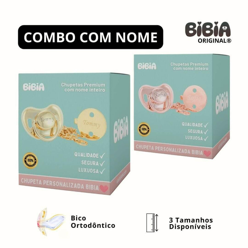 COMBO 2 Chupetas sem STRASS com Nome + Prendedores