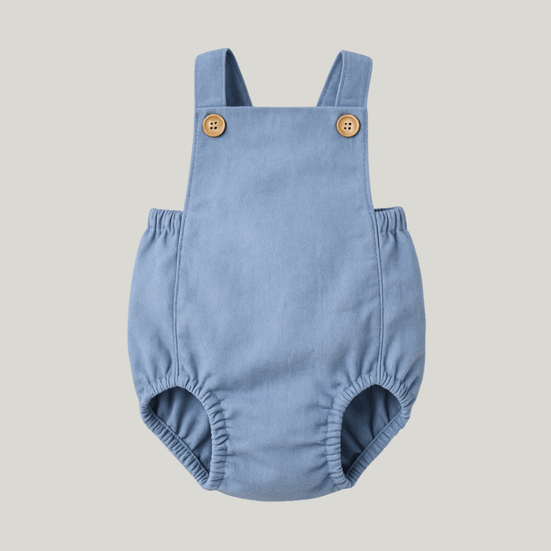 Romper Bebê Tradicional Linho Azul Claro