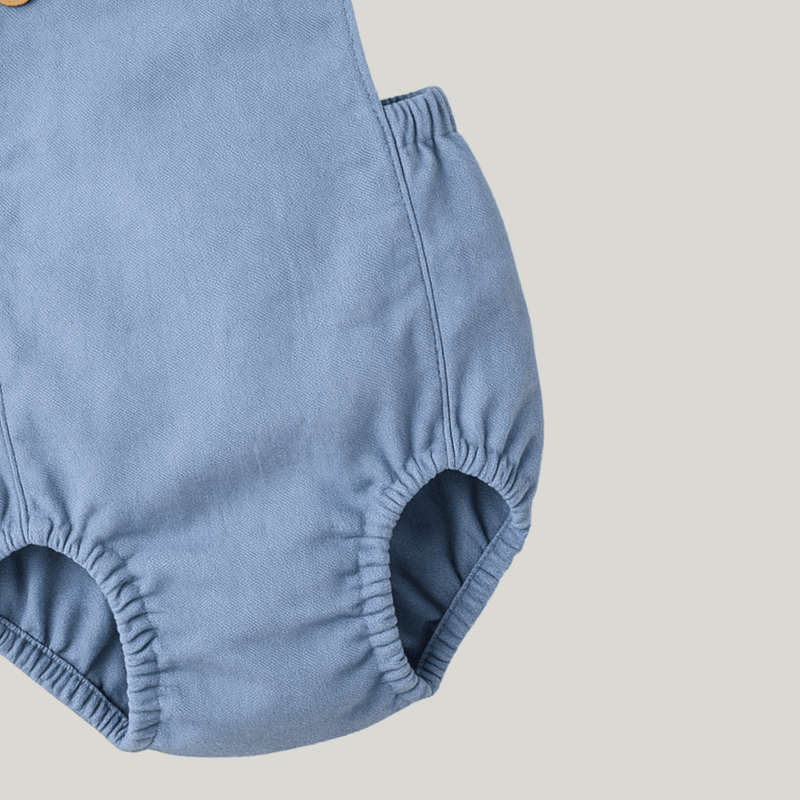 Romper Bebê Tradicional Linho Azul Claro