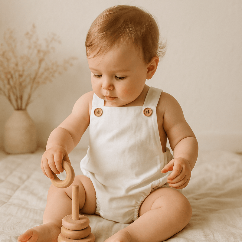 Romper Bebê Tradicional Linho Off White