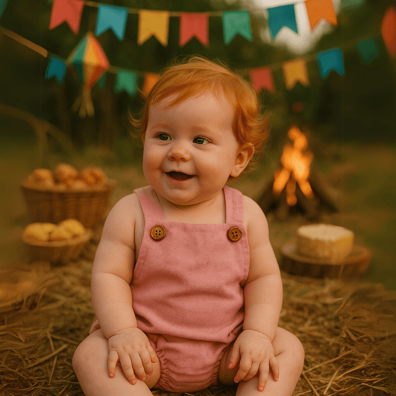 Romper Bebê Tradicional Linho Rosa