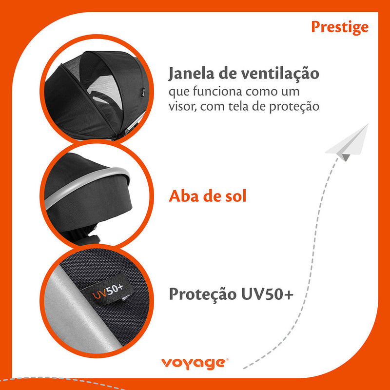 Carrinho de Bebê Prestige com Assento Reversível 3 Posições
