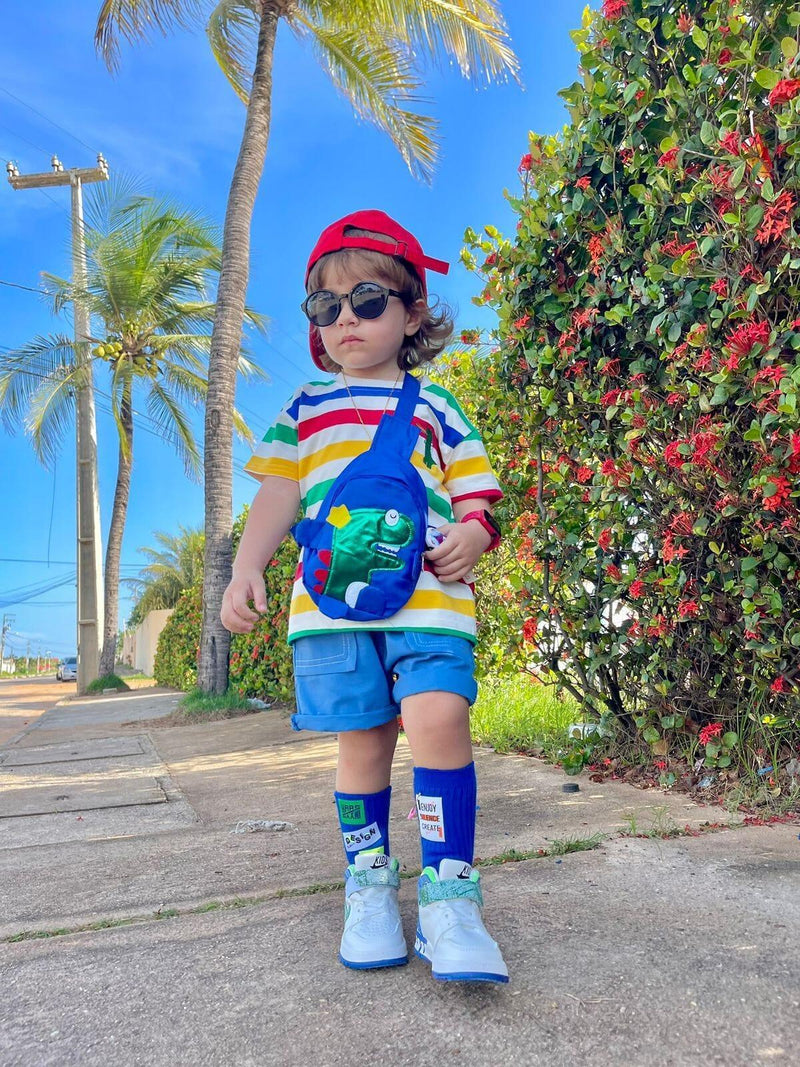Conjunto Infantil Masculino Dino + Bolsa