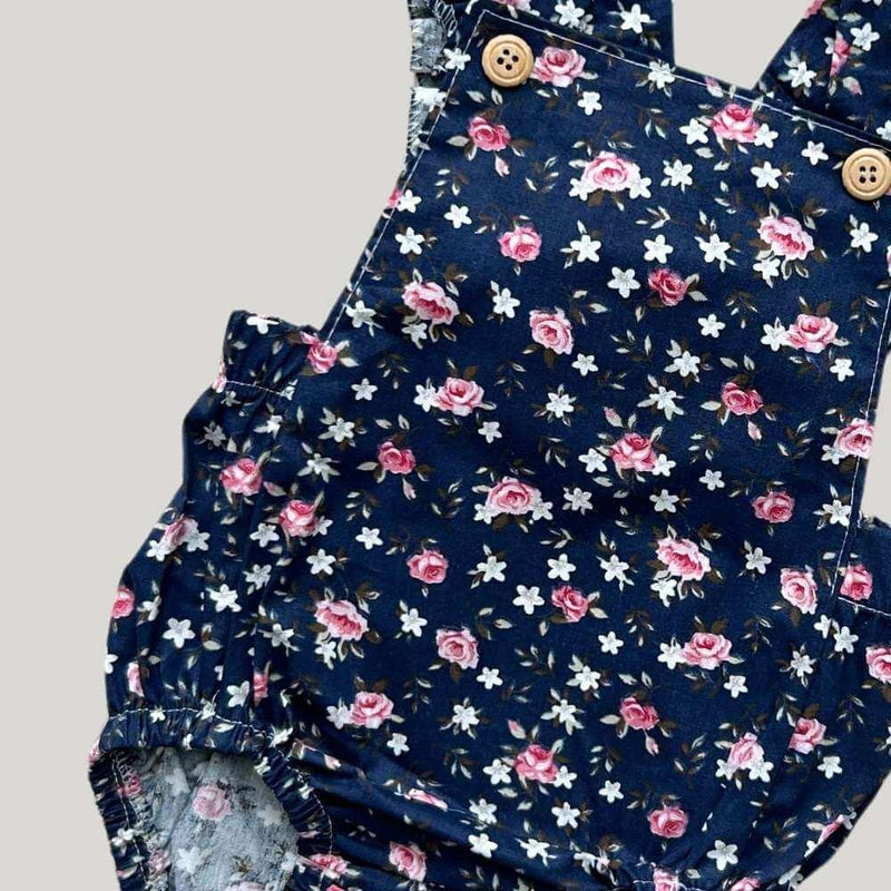 Romper Bebê Anelise Flower Azul