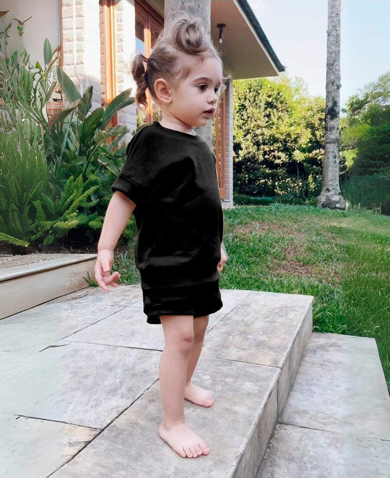 Conjunto Canelado Blusa e Shorts | Liso Preto