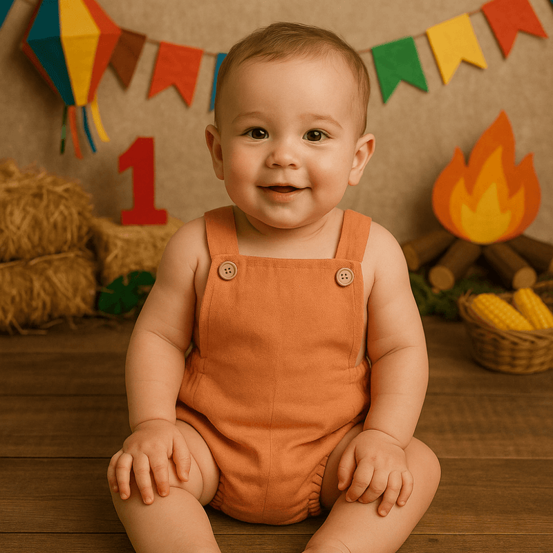 Romper Bebê Tradicional Linho Orange