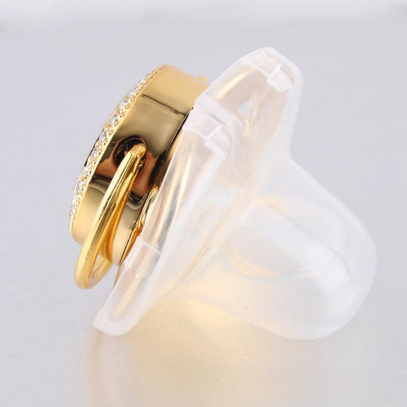 Chupeta Dourada BIBIA™ + Prendedor Strass
