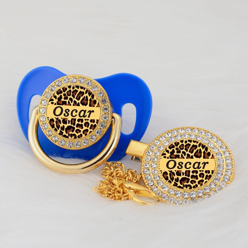 Chupeta Animal Print com Nome + Prendedor