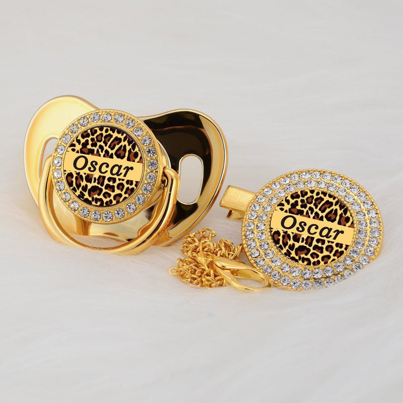 Chupeta Animal Print com Nome + Prendedor