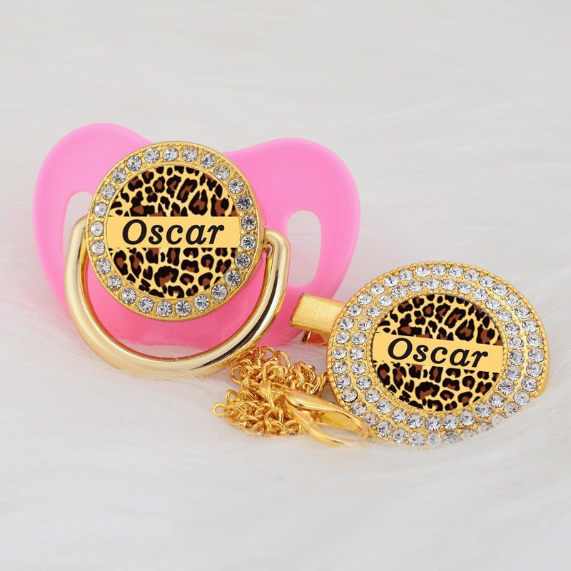 Chupeta Animal Print com Nome + Prendedor