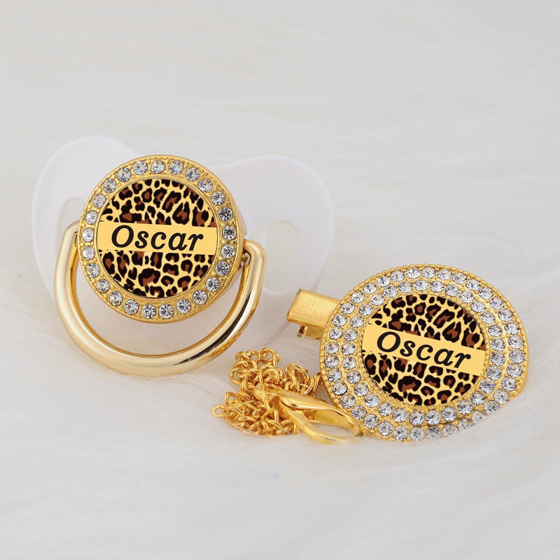 Chupeta Animal Print com Nome + Prendedor