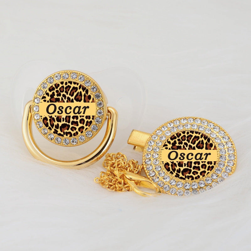 Chupeta Animal Print com Nome + Prendedor