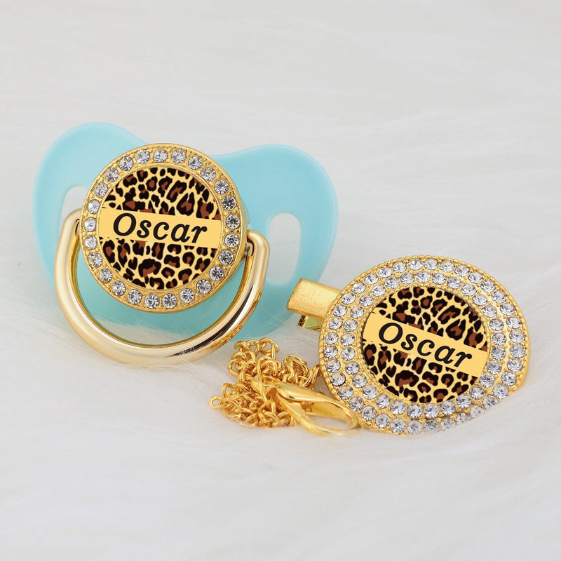 Chupeta Animal Print com Nome + Prendedor