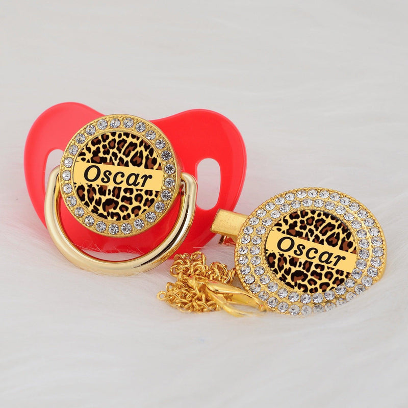 Chupeta Animal Print com Nome + Prendedor