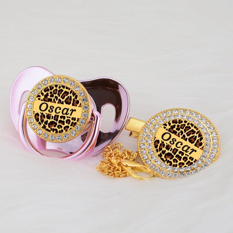 Chupeta Animal Print com Nome + Prendedor