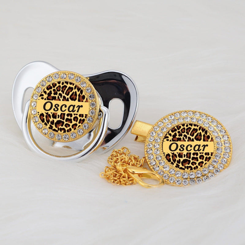 Chupeta Animal Print com Nome + Prendedor