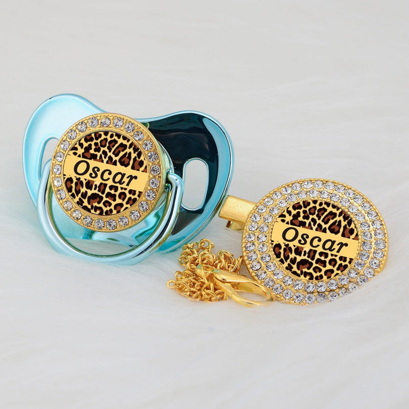 Chupeta Animal Print com Nome + Prendedor