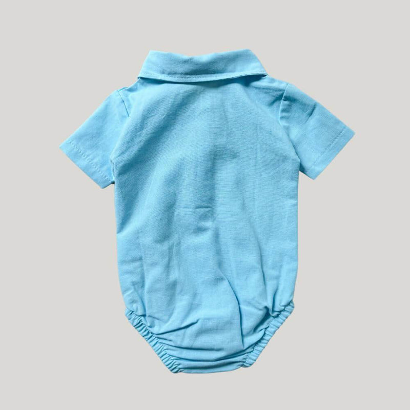 Body Bebê Social Linho Azul