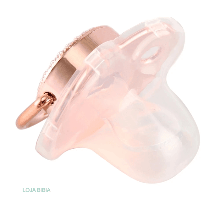 Chupeta Rose Gold Com Nome + Prendedor BIBIA™