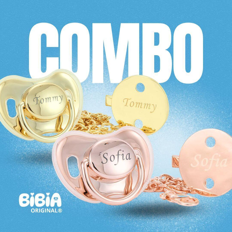 COMBO 2 Chupetas sem STRASS com Nome + Prendedores