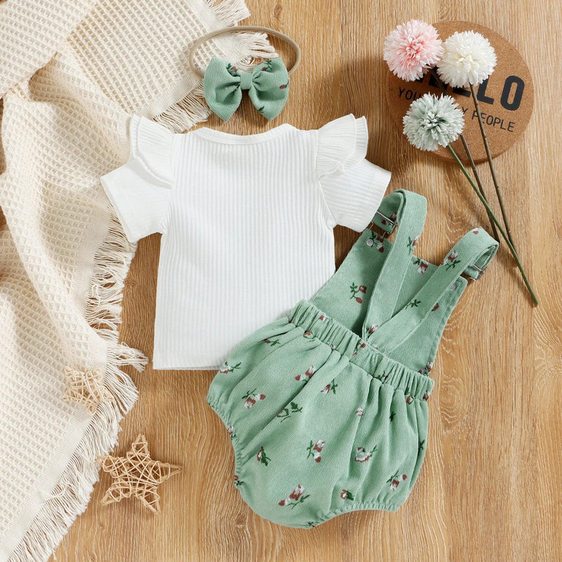 Conjunto Jardineira 3 peças Floral