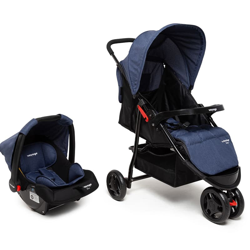 Travel System Delta Duo Pro (Conjunto de Carrinho 3 Rodas Reclinável + Bebê Conforto)