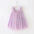 Vestido Infantil Tule Unicórnio Arco-íris